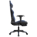 Silla gaming con reposapiés cuero sintético negro azul