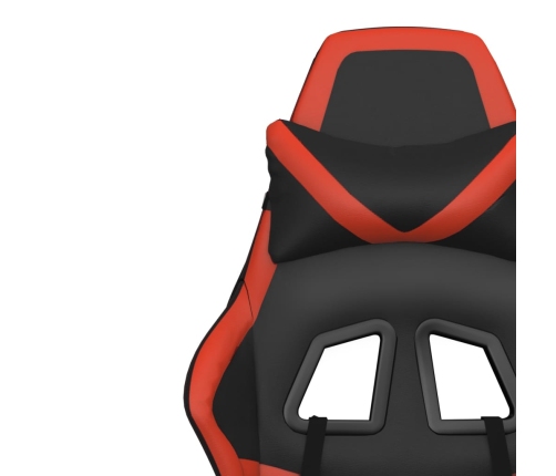 Silla gaming con reposapiés cuero sintético negro rojo