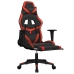 Silla gaming con reposapiés cuero sintético negro rojo