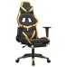 Silla gaming con reposapiés cuero sintético negro dorado