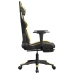 Silla gaming con reposapiés cuero sintético negro dorado