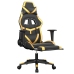 Silla gaming con reposapiés cuero sintético negro dorado