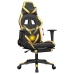 Silla gaming con reposapiés cuero sintético negro dorado