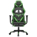 Silla gaming con reposapiés cuero sintético negro verde