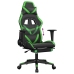 Silla gaming con reposapiés cuero sintético negro verde