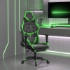 Silla gaming con reposapiés cuero sintético negro verde