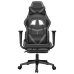 Silla gaming con reposapiés cuero sintético negro gris