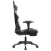 Silla gaming con reposapiés cuero sintético negro blanco