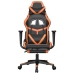 Silla gaming con reposapiés cuero sintético negro naranja