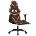 Silla gaming con reposapiés cuero sintético negro naranja