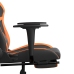 Silla gaming con reposapiés cuero sintético negro naranja