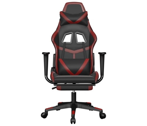 Silla gaming con reposapiés cuero sintético negro rojo tinto