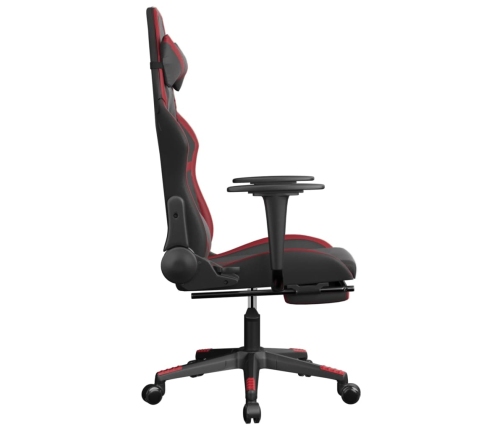 Silla gaming con reposapiés cuero sintético negro rojo tinto