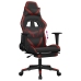 Silla gaming con reposapiés cuero sintético negro rojo tinto