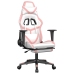 Silla gaming con reposapiés cuero sintético blanco y rosa