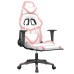 Silla gaming con reposapiés cuero sintético blanco y rosa