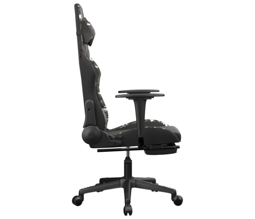 Silla gaming con reposapiés cuero sintético negro camuflaje