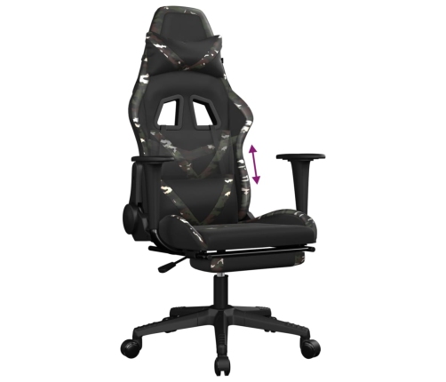 Silla gaming con reposapiés cuero sintético negro camuflaje