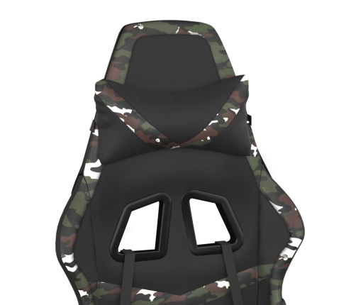 Silla gaming con reposapiés cuero sintético negro camuflaje