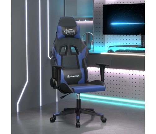 Silla gaming cuero sintético negro y azul