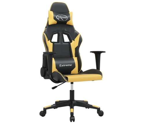 Silla gaming cuero sintético negro y dorado