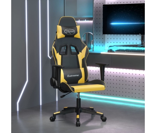 Silla gaming cuero sintético negro y dorado