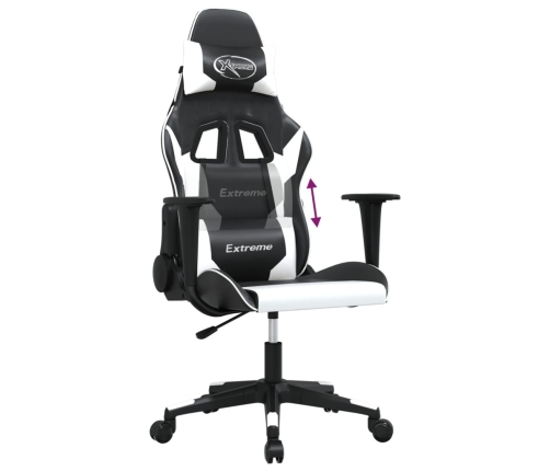 Silla gaming cuero sintético negro y blanco