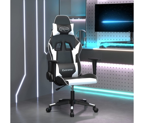 Silla gaming cuero sintético negro y blanco