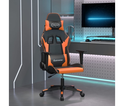 Silla gaming cuero sintético negro y naranja