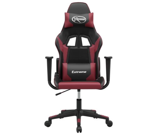 Silla gaming cuero sintético negro y rojo vino tinto