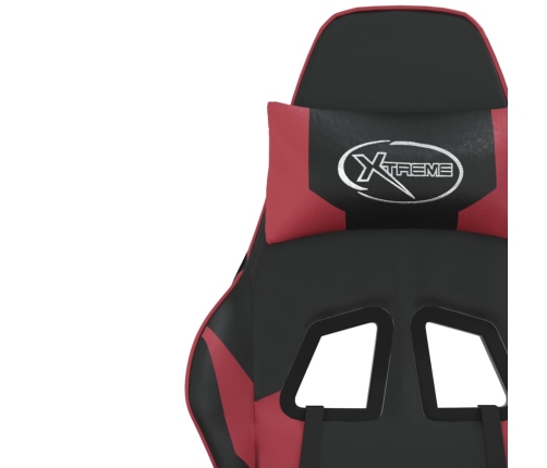 Silla gaming cuero sintético negro y rojo vino tinto