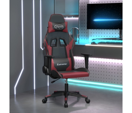 Silla gaming cuero sintético negro y rojo vino tinto