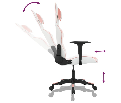 Silla gaming cuero sintético blanco y rosa