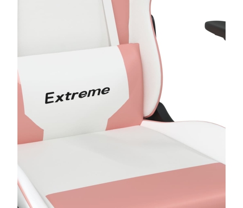 Silla gaming cuero sintético blanco y rosa