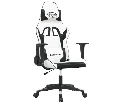 Silla gaming cuero sintético blanco y negro