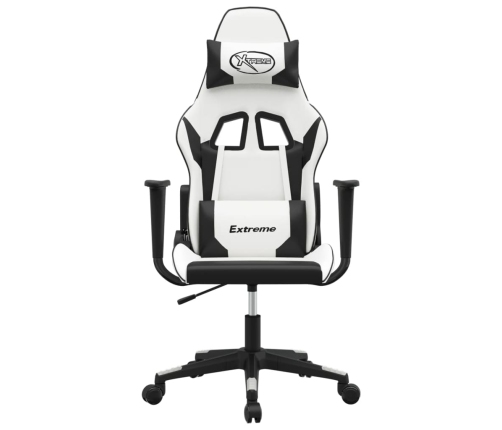 Silla gaming cuero sintético blanco y negro