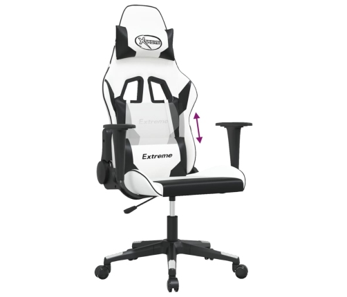 Silla gaming cuero sintético blanco y negro