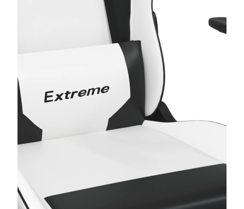 Silla gaming cuero sintético blanco y negro