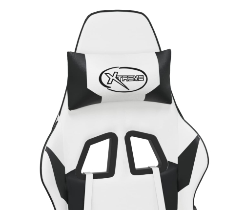 Silla gaming cuero sintético blanco y negro