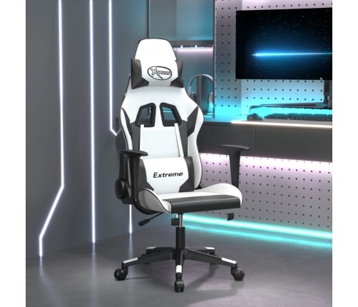 Silla gaming cuero sintético blanco y negro