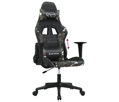 Silla gaming cuero sintético negro y camuflaje