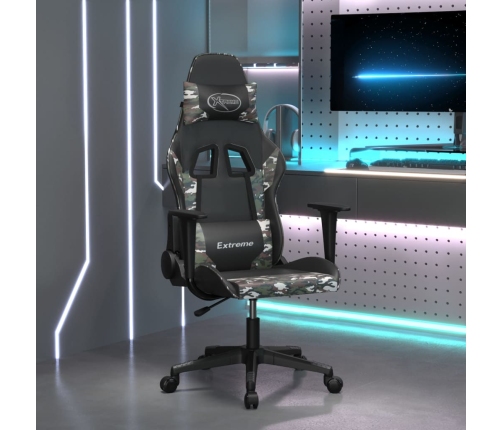 Silla gaming cuero sintético negro y camuflaje