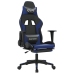 Silla gaming con reposapiés cuero sintético negro azul