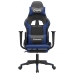 Silla gaming con reposapiés cuero sintético negro azul