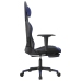 Silla gaming con reposapiés cuero sintético negro azul