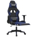 Silla gaming con reposapiés cuero sintético negro azul