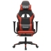 Silla gaming con reposapiés cuero sintético negro rojo