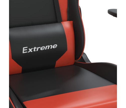 Silla gaming con reposapiés cuero sintético negro rojo