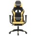 Silla gaming con reposapiés cuero sintético negro dorado