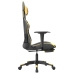 Silla gaming con reposapiés cuero sintético negro dorado